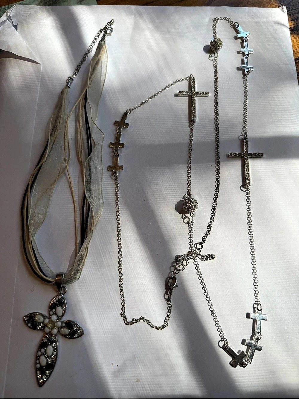 Cross Pendant Necklace Lot in Silver & Black